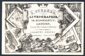 S Straker, lithographe, carte de visite - English School
