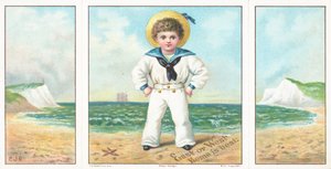 Garçon marin sur la plage, Carte de Noël