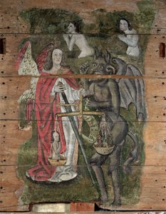 Saint Michel et le Diable, du Wenhaston Doom, vers 1500-20
