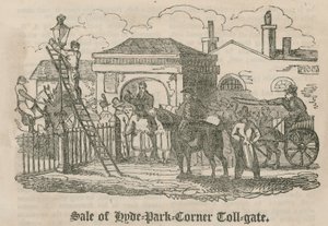 Vente du péage (Hyde Park Turnpike), Hyde Park Corner, Londres - English School