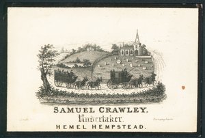 Samuel Crawley, entrepreneur de pompes funèbres, carte de visite - English School