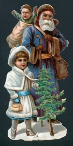 Père Noël avec des enfants, Carte de Noël - English School