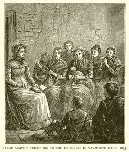 Sarah Martin prêchant aux prisonniers dans la prison de Yarmouth, 1835 - English School