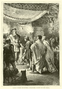 Noble saxon recevant des invités étrangers dans sa salle - English School