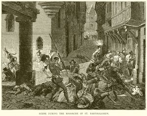 Scène pendant le massacre de la Saint-Barthélemy - English School