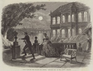 Scène de la nouvelle comédie de M. Tom Taylor, "Settling Day," au théâtre olympique - English School