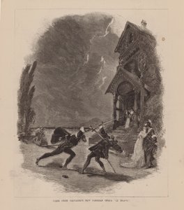 Scène du nouvel opéra parisien de Salvayre "Le Bravo" (gravure) - English School