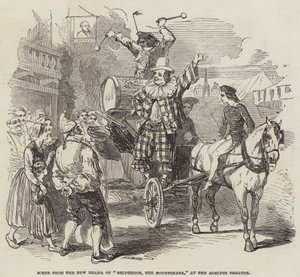 Scène du nouveau drame "Belphégor, le saltimbanque," au théâtre Adelphi - English School