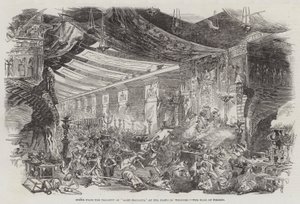 Scène de la tragédie de "Sardanapalus," au théâtre Princess, la salle de Nimrod (gravure) - English School