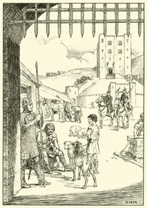 Scène dans une cour de château - English School