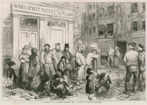 Scène dans une rue de Londres un dimanche matin - English School