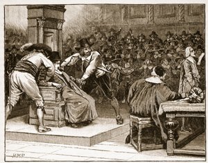 Scène à la Chambre des communes : le président contraint, illustration de Cassells Illustrated History of England - English School