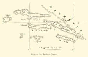 Scène de la bataille de Curzola (gravure) - English School