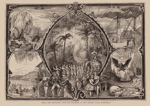 Scènes et personnages de la pantomime du Theatre Royal, Birmingham (gravure) - English School