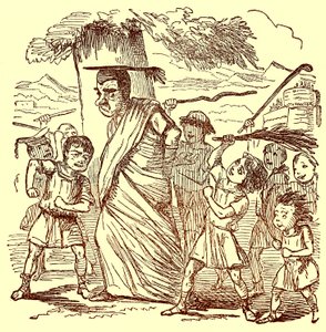 Écoliers fouettant le maître d