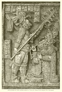 Sculptures des Aztèques - Linteau de Lorillard (gravure) - English School