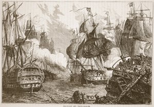 Combat naval au large de Trincomalee, illustration de Cassell
