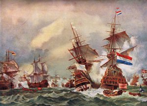 Bataille navale des guerres anglo-néerlandaises, vers 1700 - English School