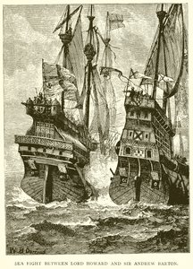 Combat naval entre Lord Howard et Sir Andrew Barton - English School