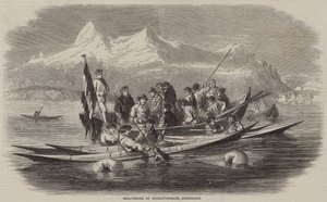 Pêche au phoque à Kingigtorssuak, Groenland (gravure) - English School