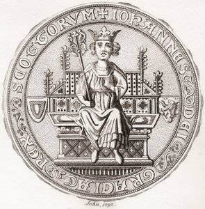 Sceau de John Balliol, c. 1249 – 1314, alias Toom Tabard, roi des Écossais. De Iconographia Scotica ou Portraits de Personnes Illustres d
