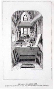 Cellule de lavage séparée dans la prison pour femmes à la City House of Correction, Holloway, extrait de 