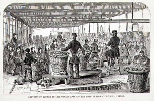 Service du dîner dans la salle de chêne de la prison des garçons à Tothill Fields, de 