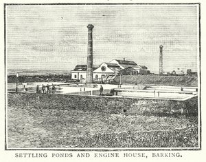 Bassins de décantation et salle des machines, Barking (gravure) - English School