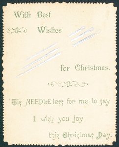 Aiguilles à coudre, carte de Noël - English School
