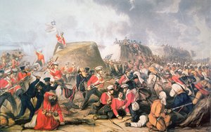 Sgt. McCabe hisse les couleurs sur les remparts à la bataille de Sobraon