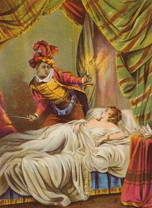 Shakespeare : Othello, Desdémone au lit, endormie - English School
