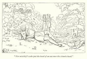 Oberon libérant Titania du sortilège (gravure) - English School