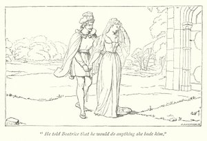 Beatrice déplore la disgrâce de Hero à Benedick (gravure) - English School