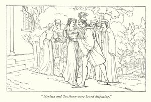 Portia se révélant comme les prétendus Docteurs en Droit (gravure) - English School