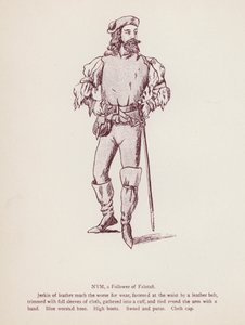 Les Joyeuses Commères de Windsor de Shakespeare : Nym, un suiveur de Falstaff (lithographie) - English School