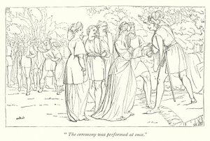 La Nuit des rois de Shakespeare; Orsino recevant Viola des mains de son protecteur - English School