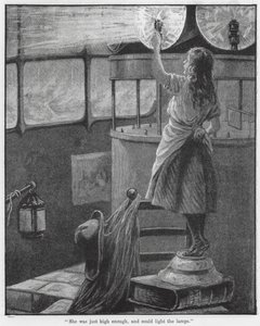 "Elle était juste assez haute, et pouvait allumer les lampes" (gravure) - English School