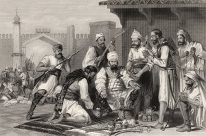 Troupes sikhes partageant le butin pris aux mutins, de 