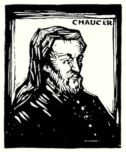 Portrait en silhouette, Geoffrey Chaucer - English School
