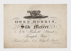 Marchand de soie, Owen Morris, carte de visite - English School