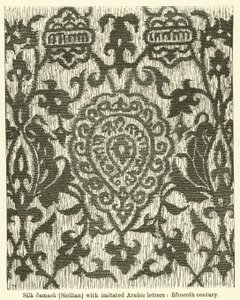 Damas de soie, sicilien avec lettres arabes imitées, quinzième siècle - English School