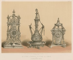 Horloges et aiguière en argent ciselé par Barbedienne, Paris