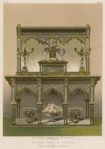 Table en argent et miroir - English School
