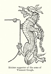 Support sinistre des armoiries de Vicomte Gough (gravure) - English School