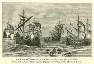 Sir Francis Drake prenant un galion espagnol, 22 juillet 1588 - English School