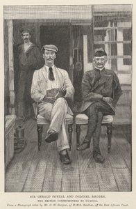 Sir Gerald Portal et le Colonel Rhodes, les commissaires britanniques en Ouganda (gravure) - English School