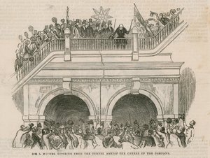 Sir Isambard Brunel se retirant du tunnel sous les acclamations de la compagnie - English School