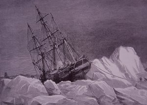 Sir John Franklin, expédition de 1845 pour trouver le passage du Nord-Ouest, le navire Terror bloqué dans la glace