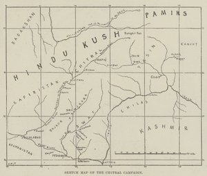 Carte esquisse de la campagne de Chitral (gravure) - English School