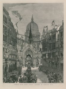 Croquis de Fleet Street regardant vers Ludgate Hill - English School
